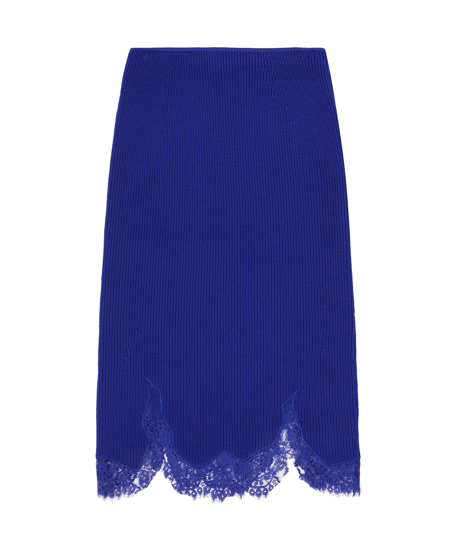 Feminine Lace-stitched Ribbed-knit Wool-blend Skirt