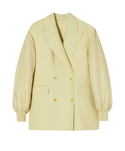 Padded-sleeve Double-breast Wool Jacket