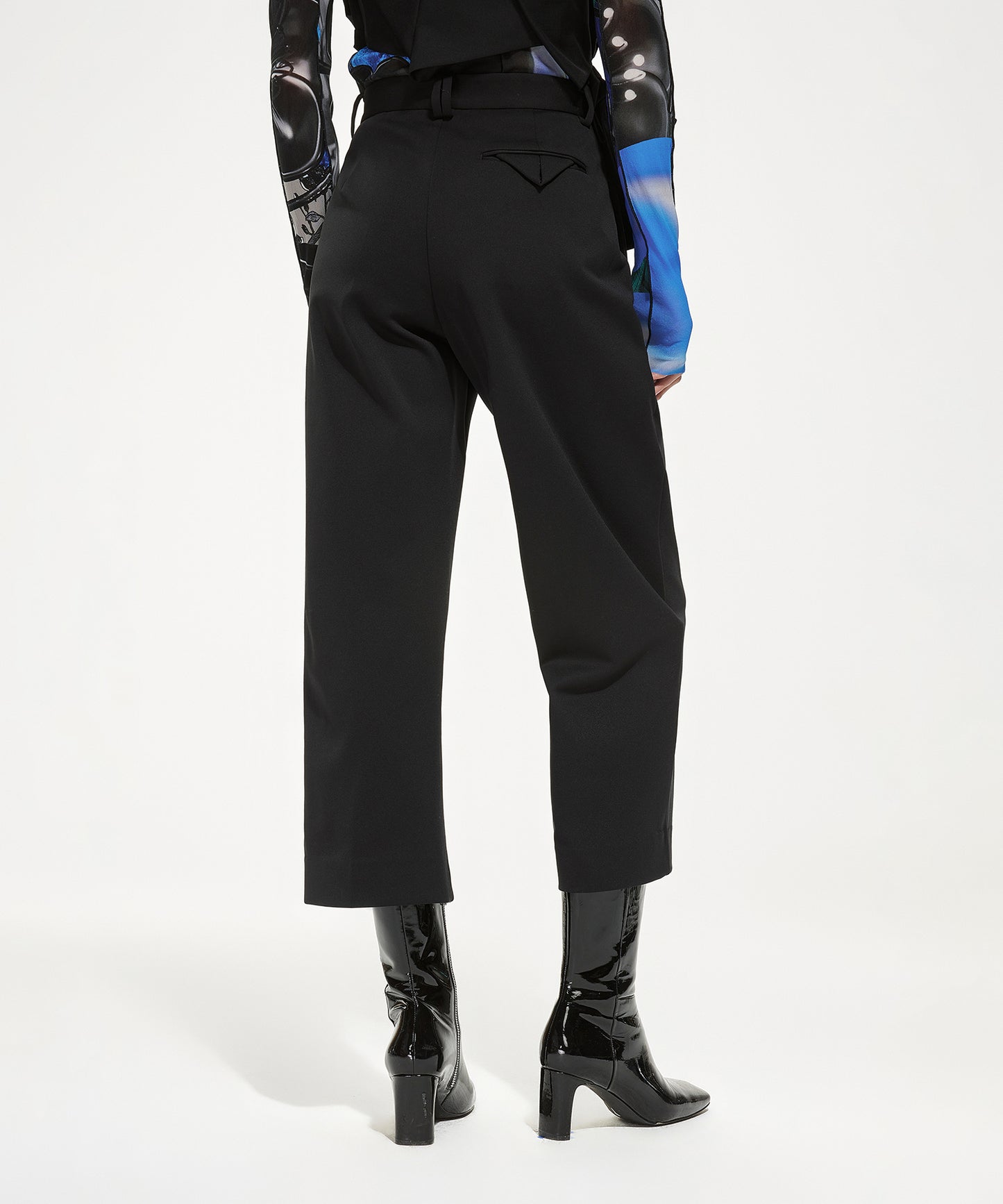 High-waist Wide-leg Polyester Trousers
