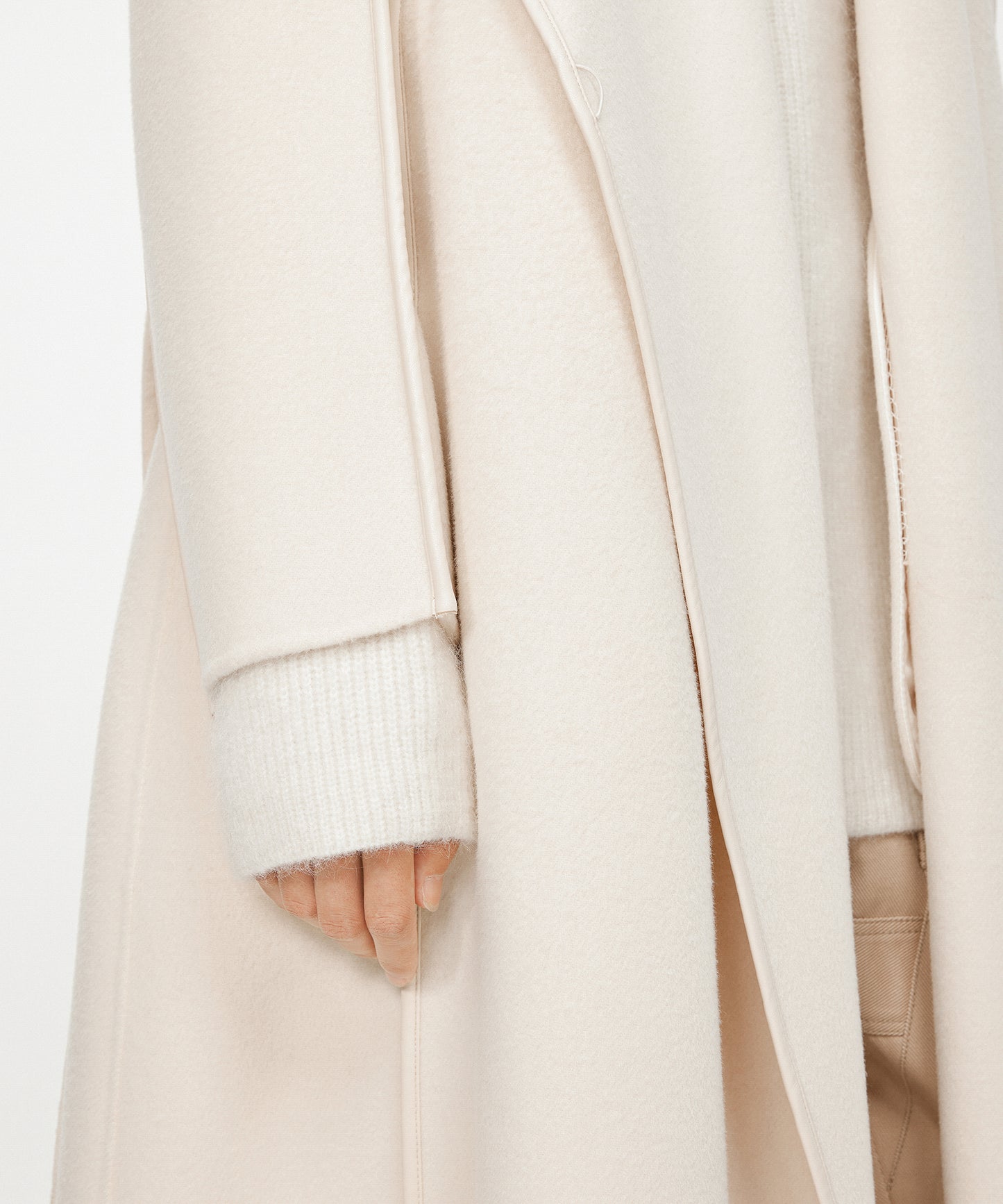 Raised-seam Wool-blend Wrap Coat