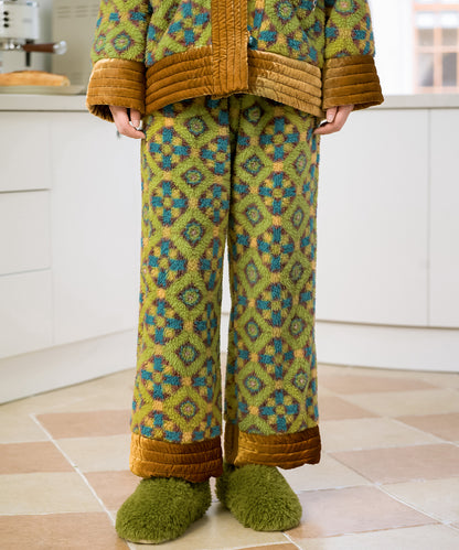 HOME Botanical-pattern Polyester-fleece Tapered-leg Track Pants