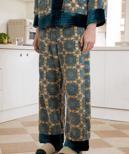 HOME Botanical-pattern Polyester-fleece Tapered-leg Track Pants