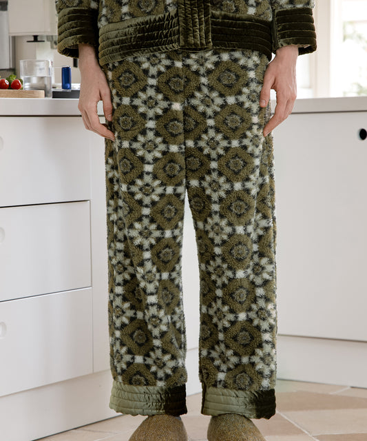 HOME Botanical-pattern Polyester-fleece Tapered-leg Track Pants
