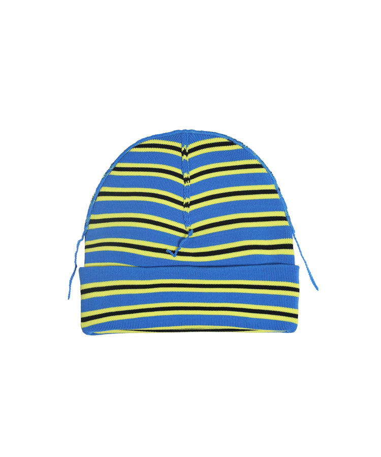 APN Logo-patch Striped Falling Yarn Polyester Beanie Hat