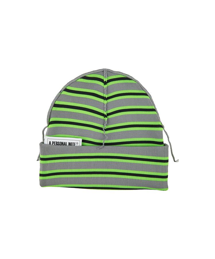 APN Logo-patch Striped Falling Yarn Polyester Beanie Hat