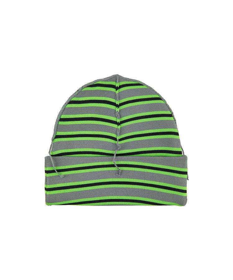 APN Logo-patch Striped Falling Yarn Polyester Beanie Hat