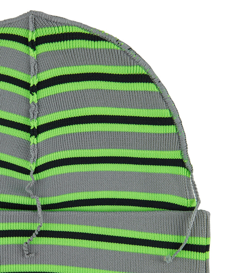 APN Logo-patch Striped Falling Yarn Polyester Beanie Hat
