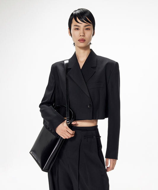 Structured Cropped Wool Jacket