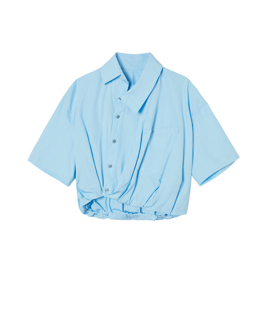 Asymmetric Short-sleeved Cotton Shirt