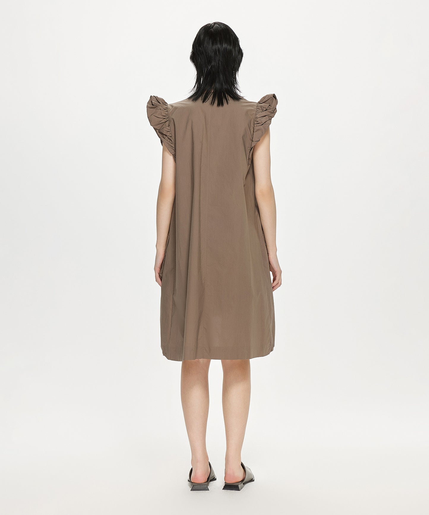 Cloud Large Pocket Zip-front Cotton Dress