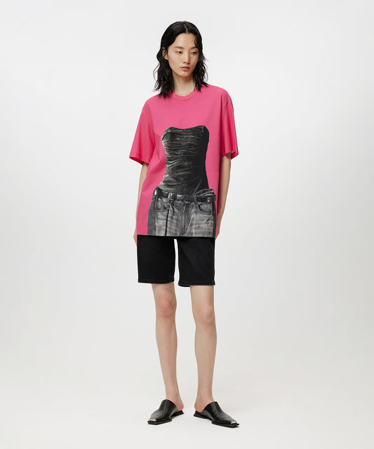 Eye-catching Scene-print Loose-fit Cotton T-shirt