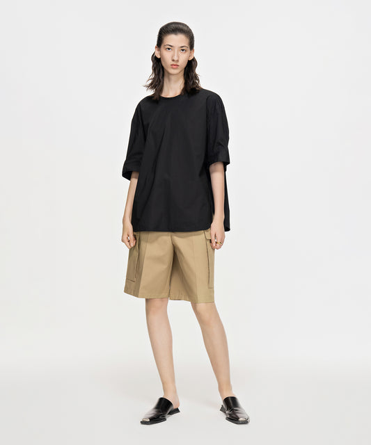 Flap-pocket Cotton Utility Bermuda Shorts