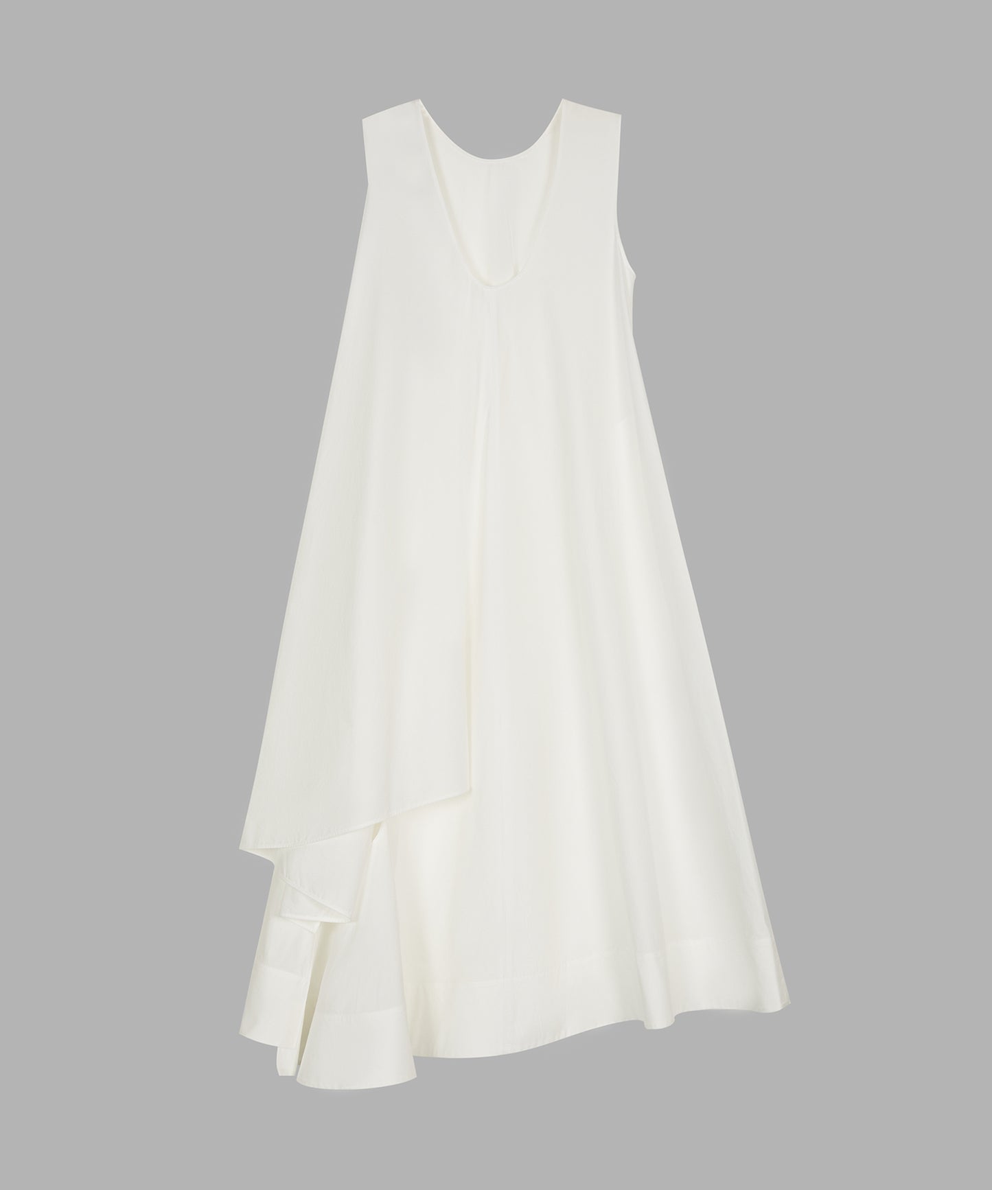 U-neck Asymmetric-hem Cotton Dress