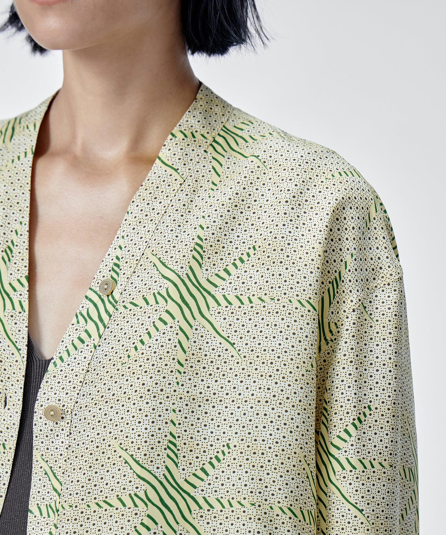 V-neck African-printed Silk-blend Shirt