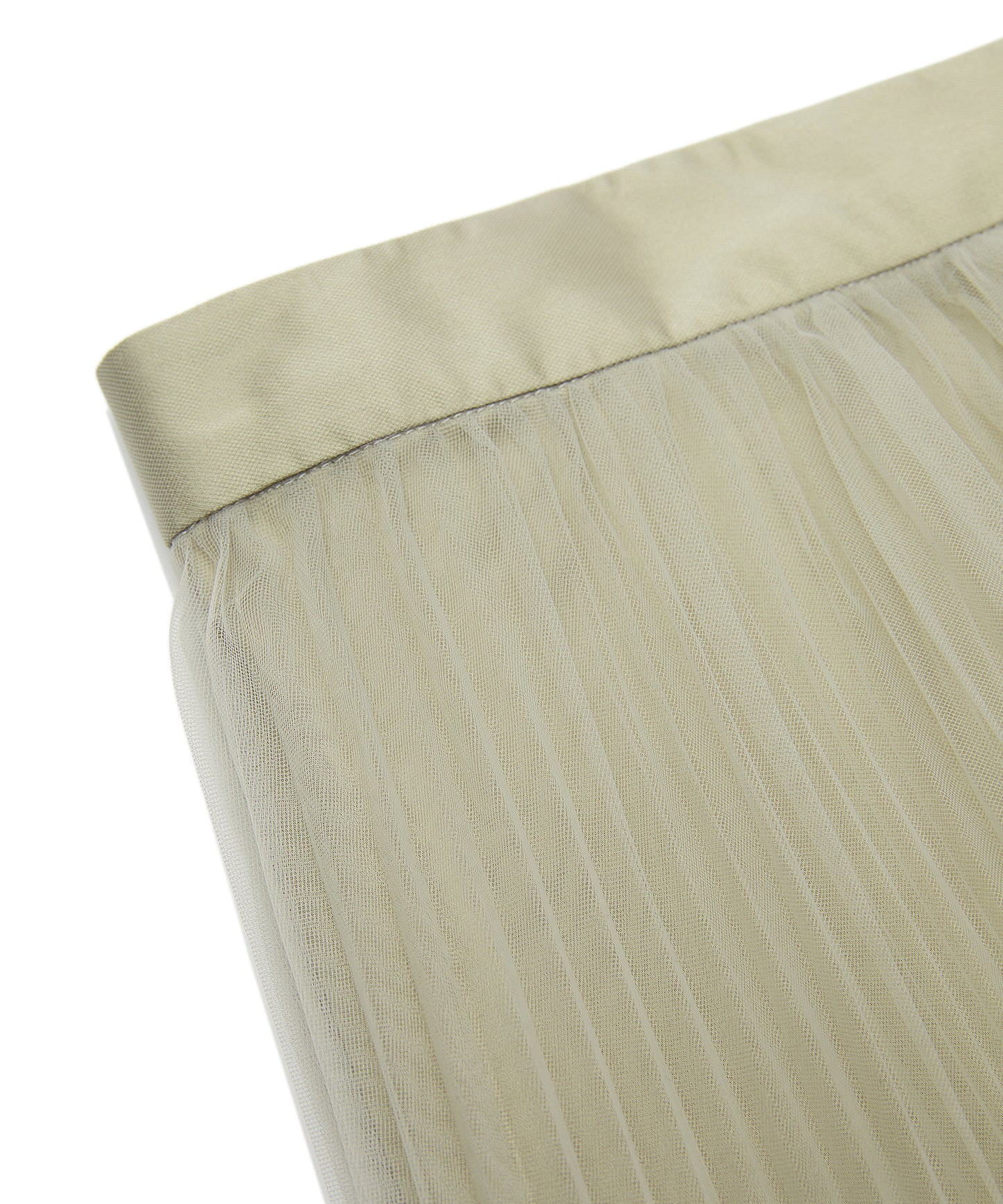 Tull-overlay Pleated Midi Skirt
