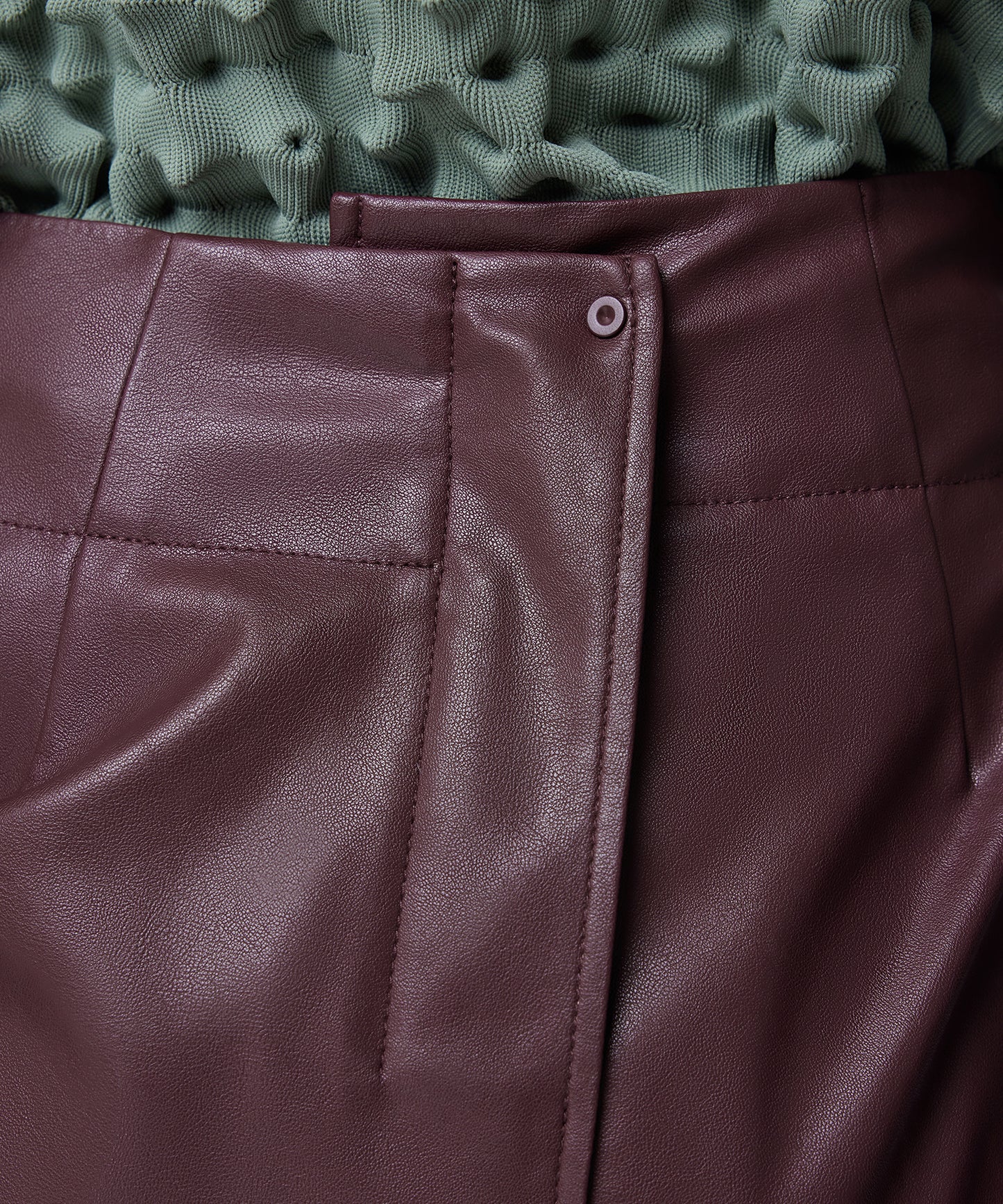 Faux Leather Asymmetric Pleated Skirt