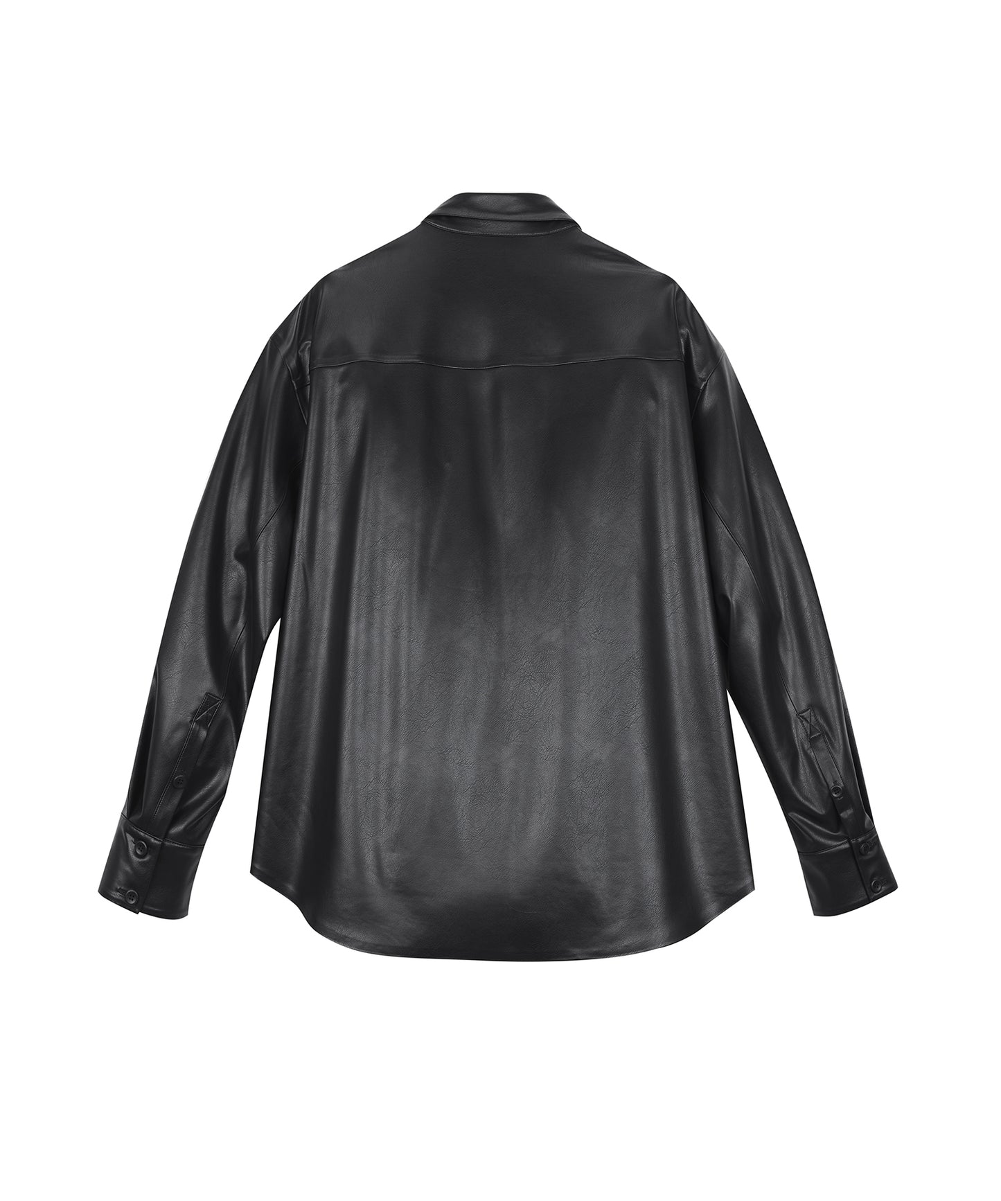 Minimalist Faux Leather Shirt Jacket