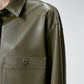 Minimalist Faux Leather Shirt Jacket