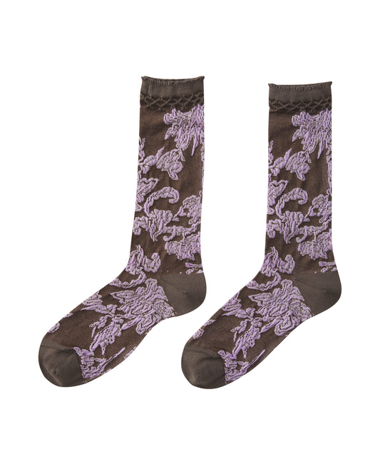 Botanical-jacquard Stretch-cotton Socks
