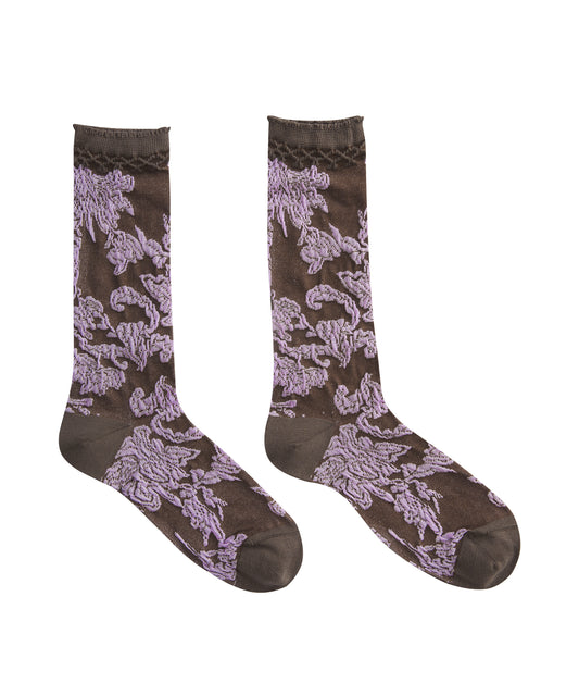 Botanical-jacquard Stretch-cotton Socks