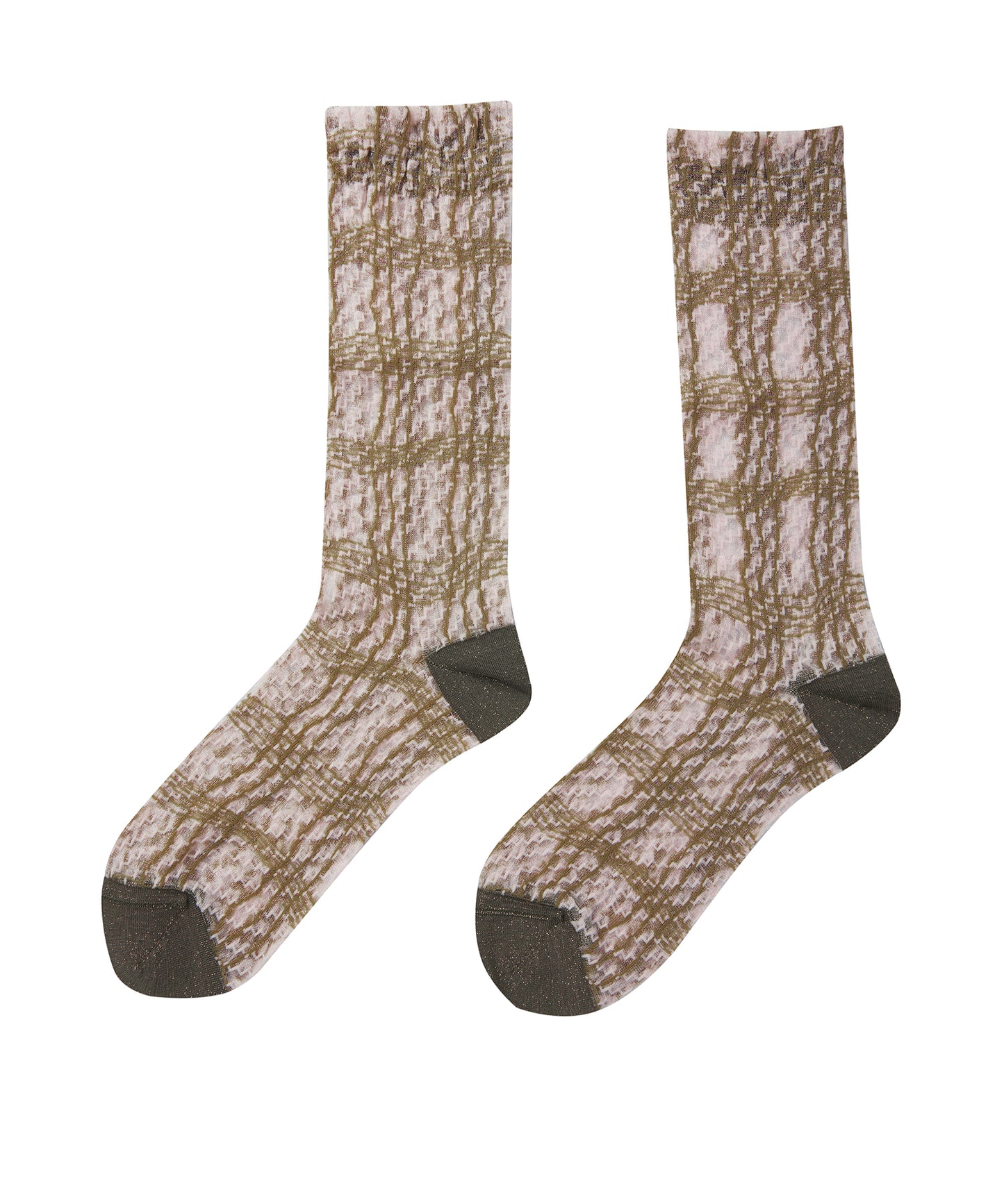 Plaid-jacquard Nylon Socks