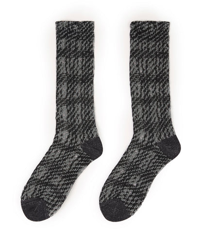 Plaid-jacquard Nylon Socks