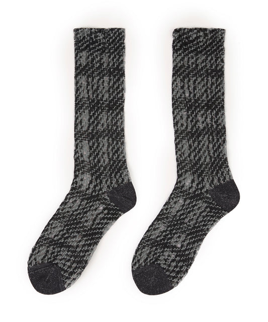 Plaid-jacquard Nylon Socks