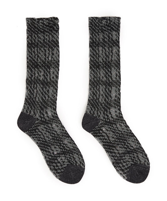 Plaid-jacquard Nylon Socks