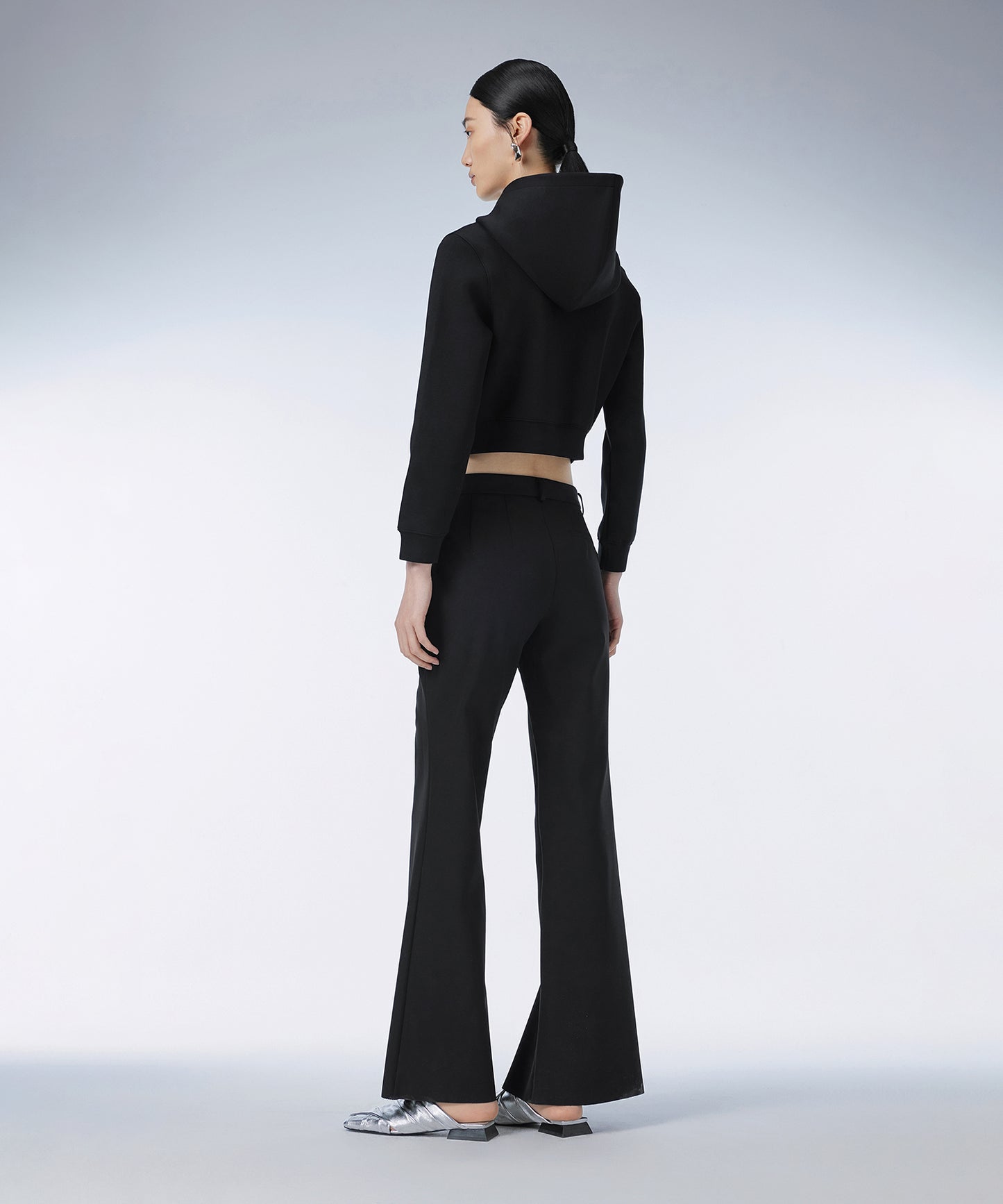 Vintage-inspired Stretch Flared-leg Trousers