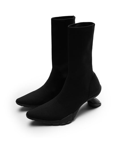 Pointed-toe Knit Ankle Boots