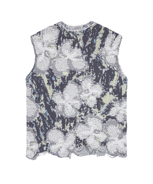 Graffiti Floral-pattern Loose Woven Top