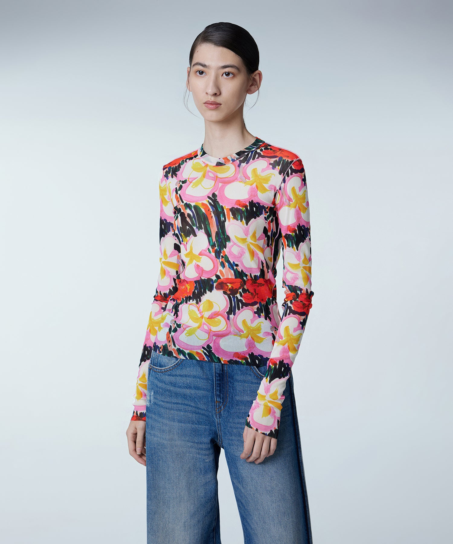 Abstract Graffiti Floral Second Skin Top