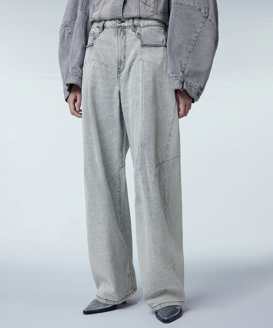Deconstructed Relaxed-fit Washed Jeans