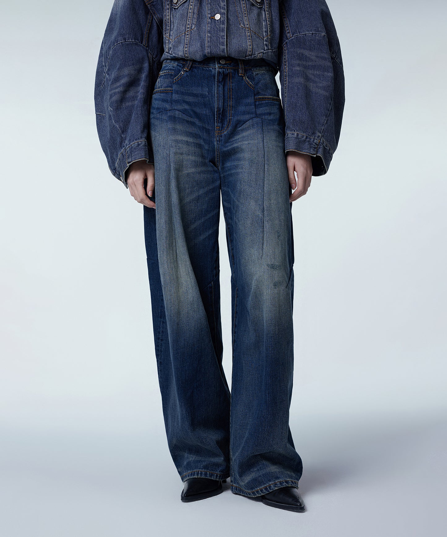 Deconstructed Relaxed-fit Washed Jeans