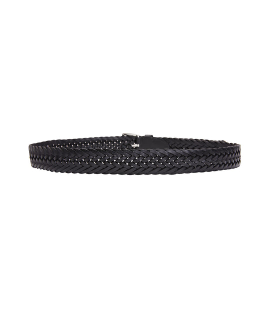 Plaited Square Buckle Leather Belt