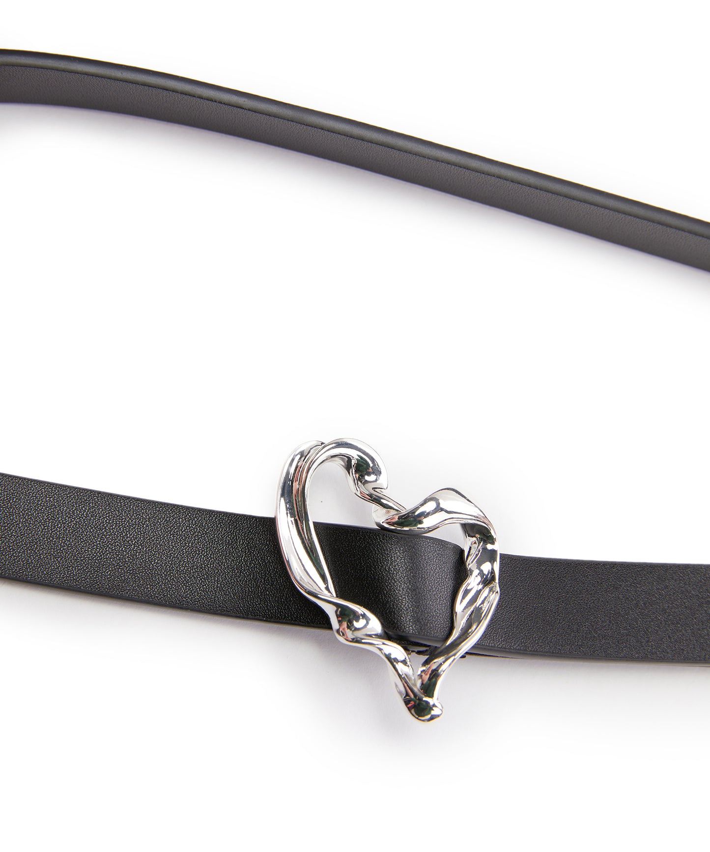 Heart-buckle Slim Faux Leather Belt