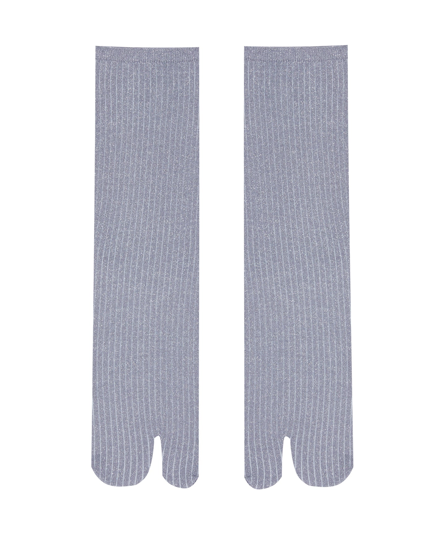 Silver Lame Ribbed Split-toe Socks