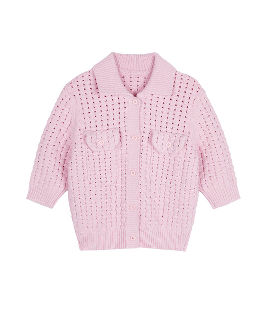 Vintage Checkered Polo-collar Cardigan