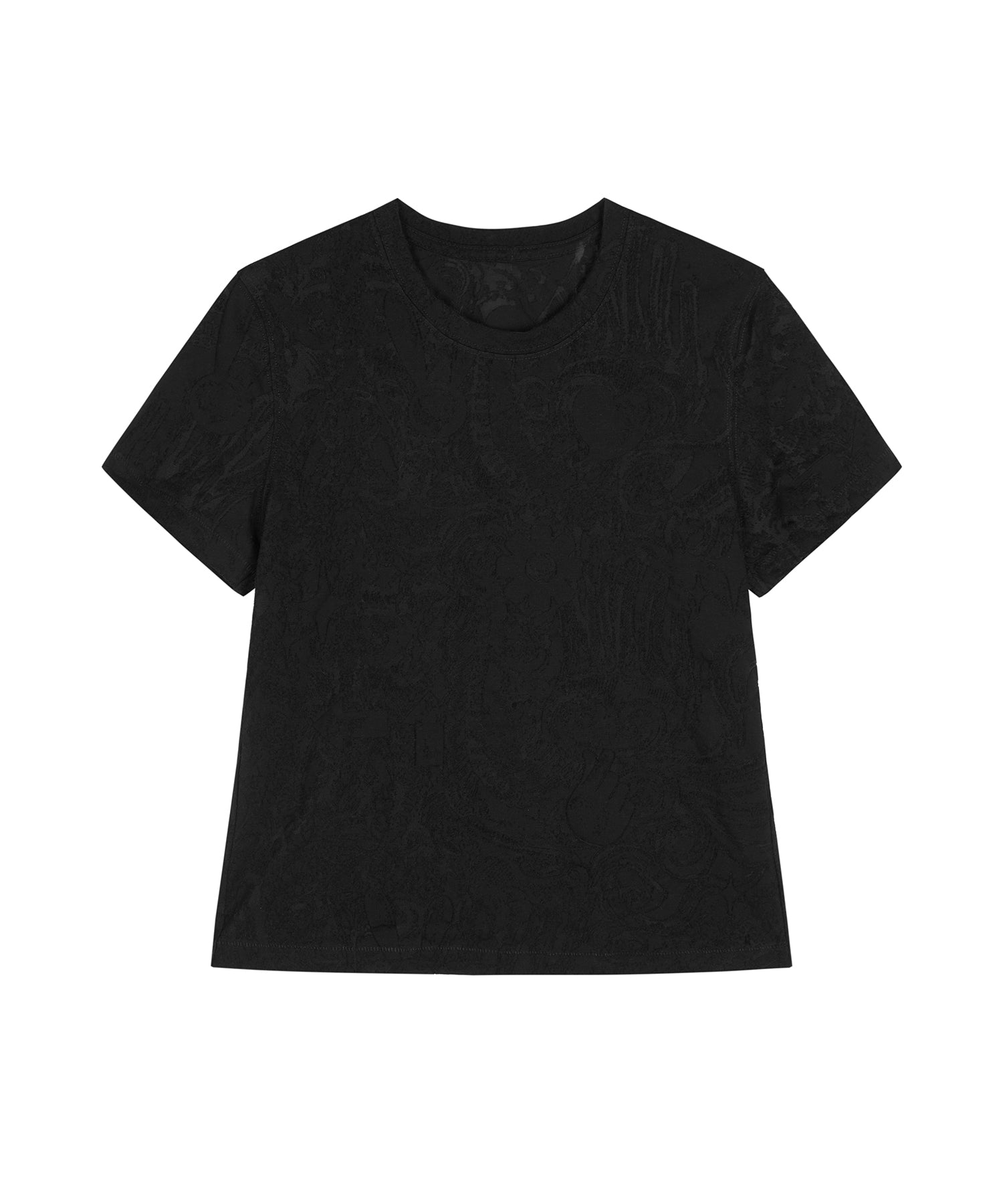 Flocked-print Abstract Jewelry Cropped T-shirt