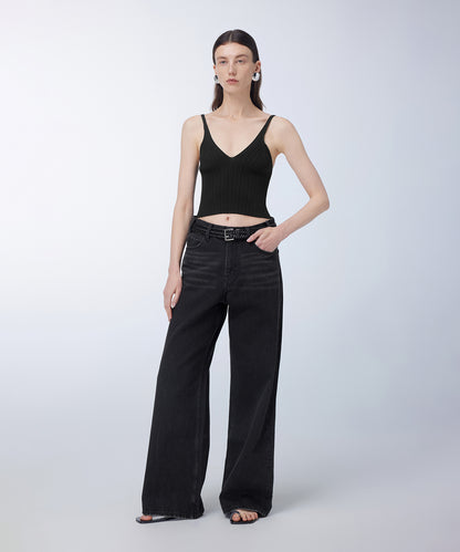 Moderately Flared High-Waist Jeans
