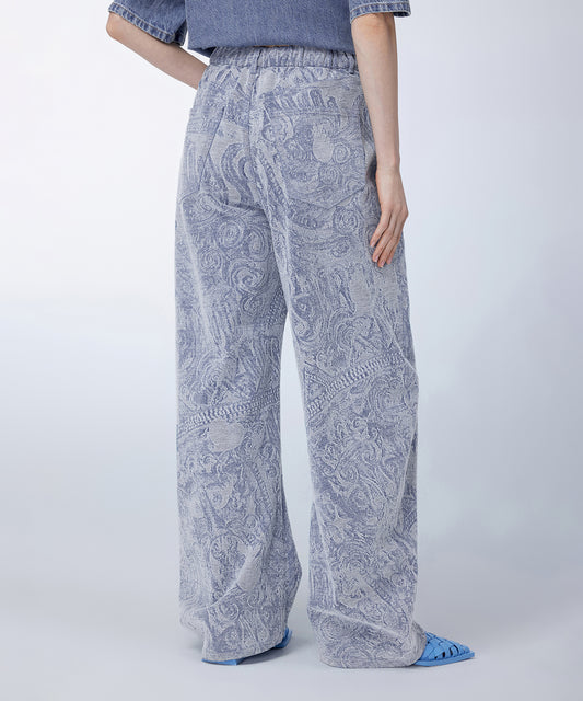 Heart and Rabbit Motif-jacquard jeans