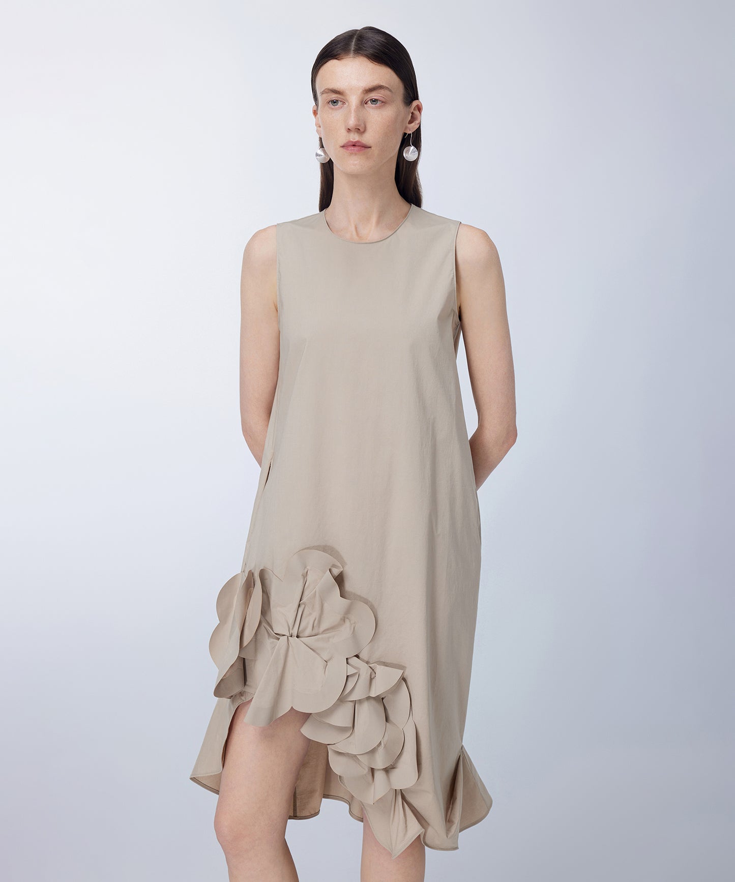 Asymmetric 3D Floral A-line Dress