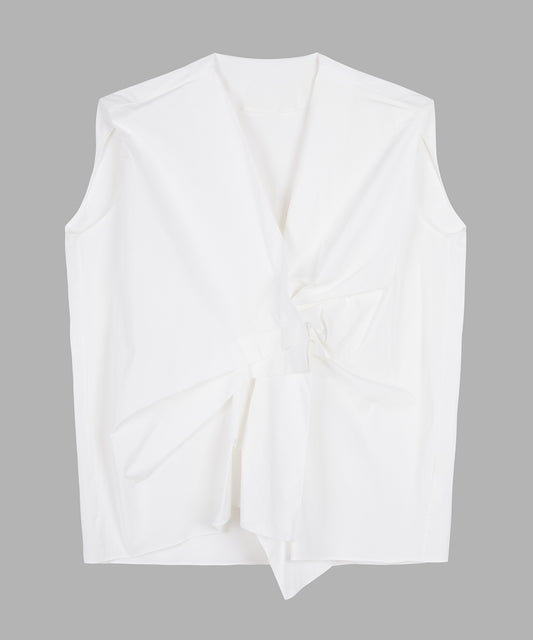 V-neck Pleated-front Sleeveless Shirt