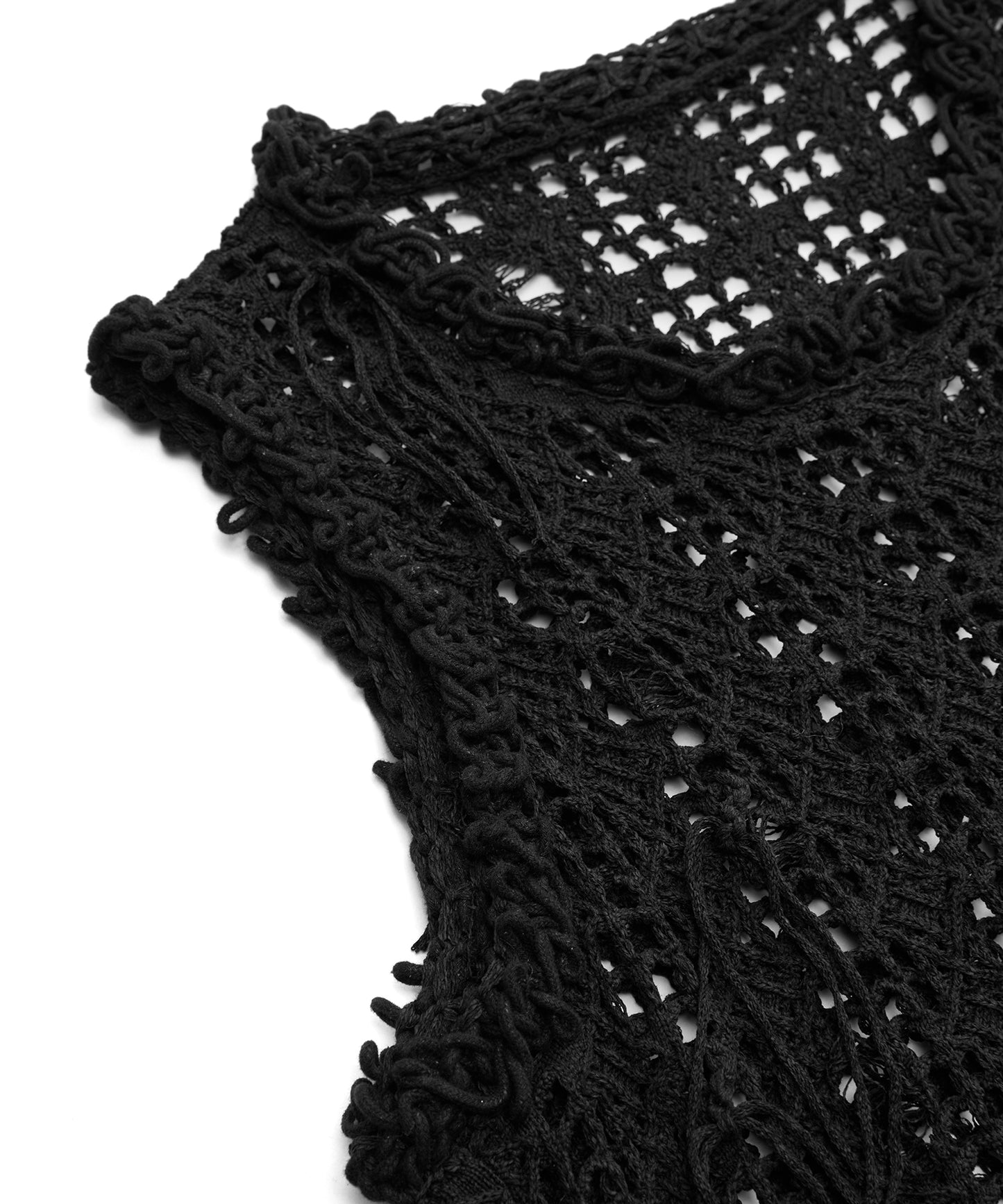 Sleeveless Distressed Crochet Sweater
