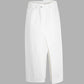 Asymmetric-waist Slit Denim Skirt