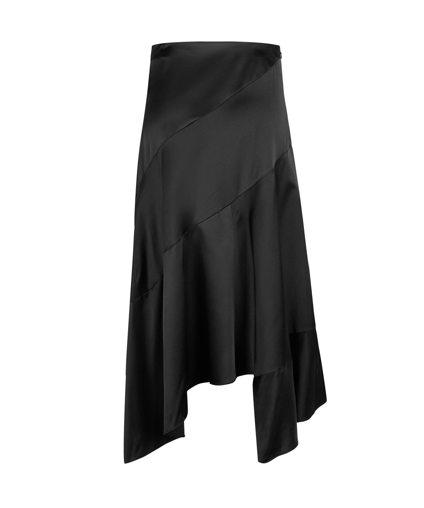 Satin Elegance Asymmetric-hem Skirt