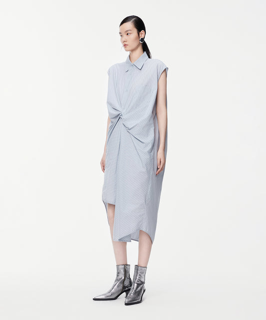 Bow Twisted-front Shirt Dress