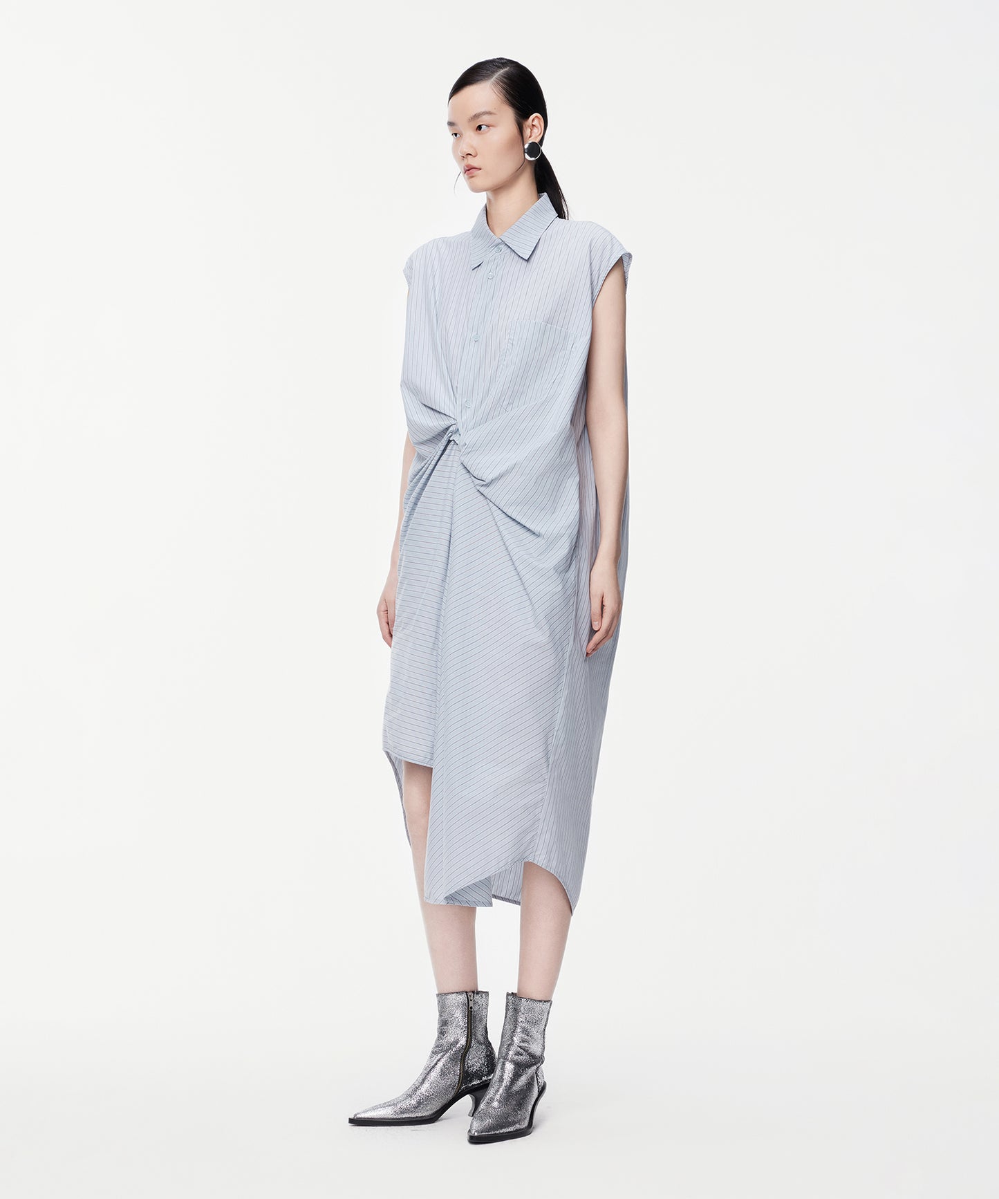 Bow Twisted-front Shirt Dress