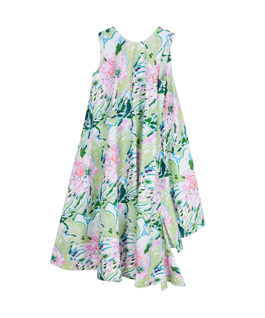 Graffiti Peony-print A-Line Dress