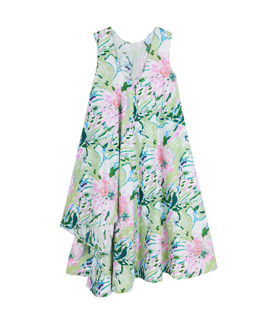 Graffiti Peony-print A-Line Dress